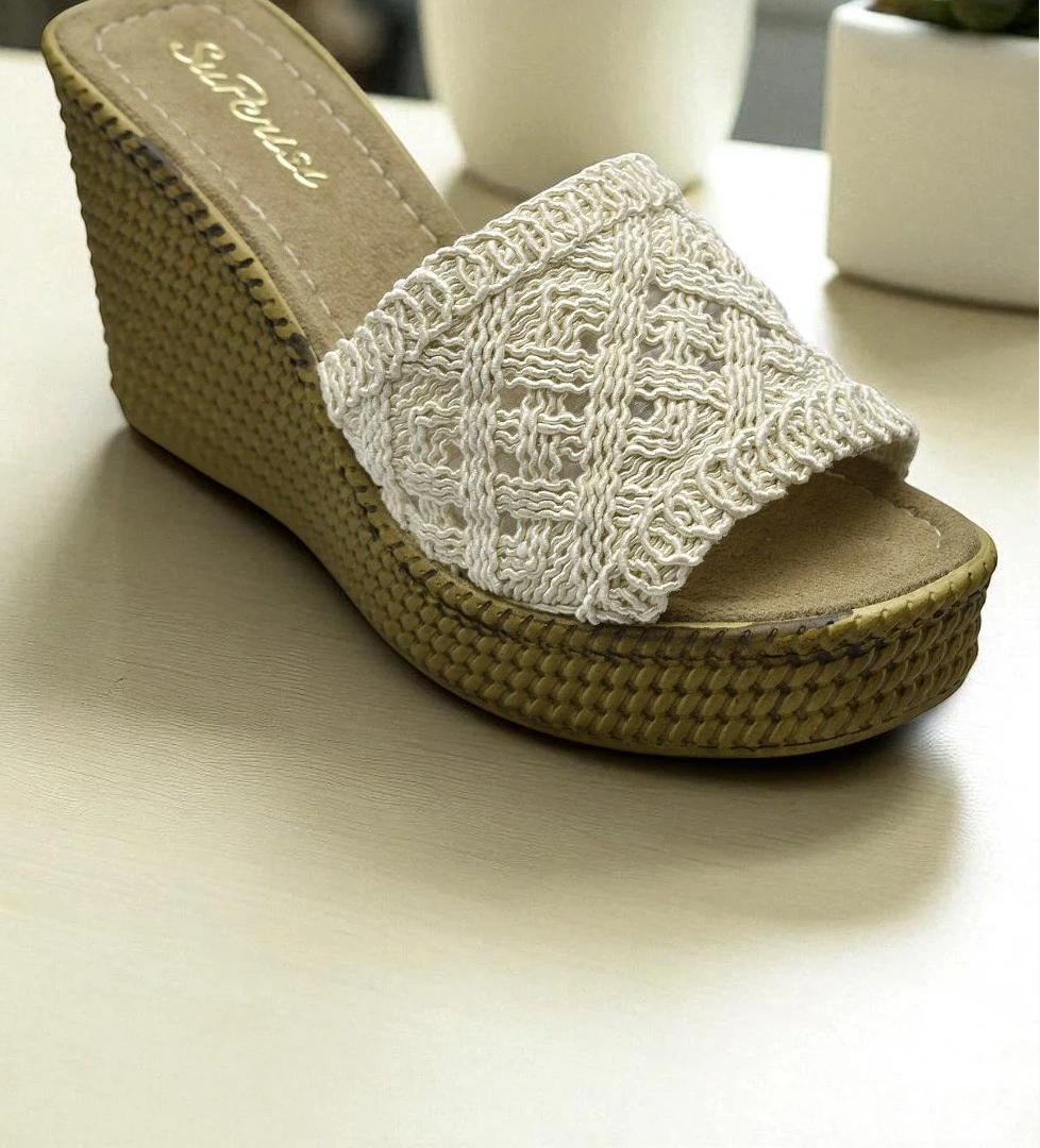 2503 10.5 cm Dolgu Topuklu Kadın Terlik Ayakkabı Düğün Nişan Abiye Kadın Ayakkabısı - Görsel 1