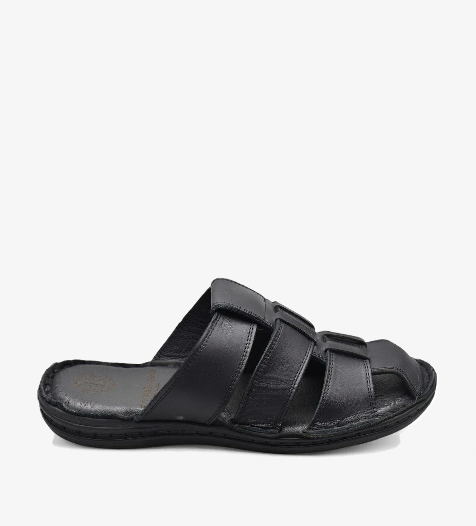 089 Puff Ortopedik Taban Günlük Hakiki Deri Erkek Terlik Erkek Kapalı Terlik - Görsel 1