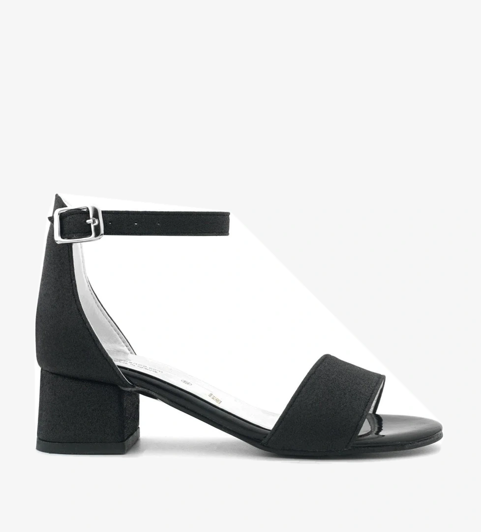 Hapshoe Kids Lilo Simli Siyah Tek Bantlı Kız Çocuk Topuklu Abiye Ayakkabı model görseli