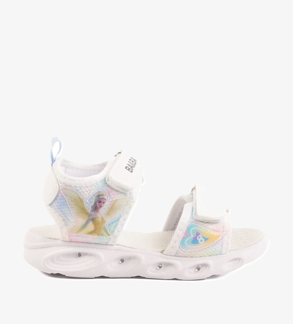 Ayakmod Beyaz Cırtlı Işıklı Kız Çocuk Sandalet 018129 P model görseli