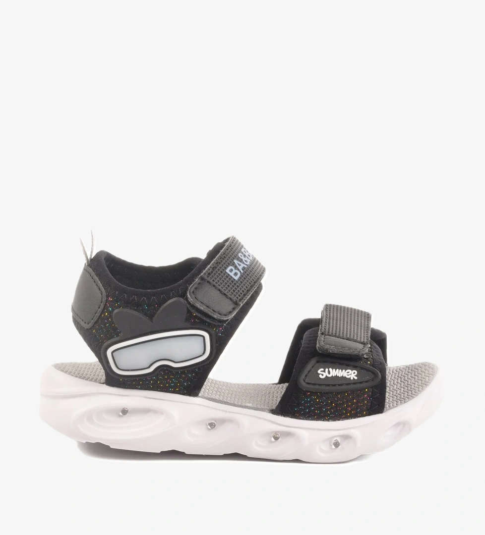 Siyah Cırtlı Işıklı Erkek Çocuk Spor Sandalet 018127 P - Görsel 1