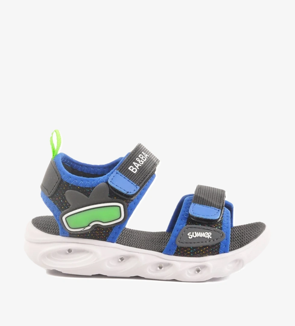 Mavi Cırtlı Işıklı Erkek Çocuk Spor Sandalet 018127 P