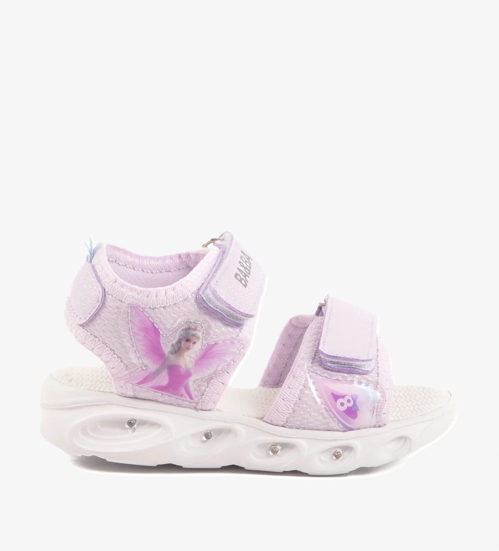 Lila Cırtlı Işıklı Kız Bebek Sandalet 018129 B