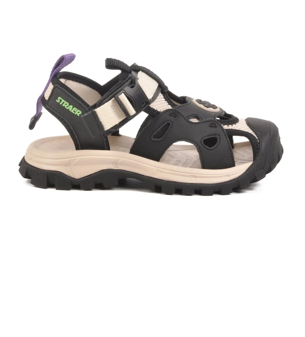 Siyah Cırtlı Hafif Unisex Çocuk Spor Sandalet 25Y614 F