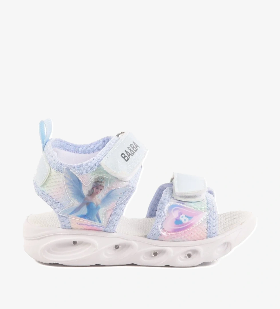 Ayakmod Lila Mavi Cırtlı Işıklı Kız Bebek Sandalet 018129 B model görseli