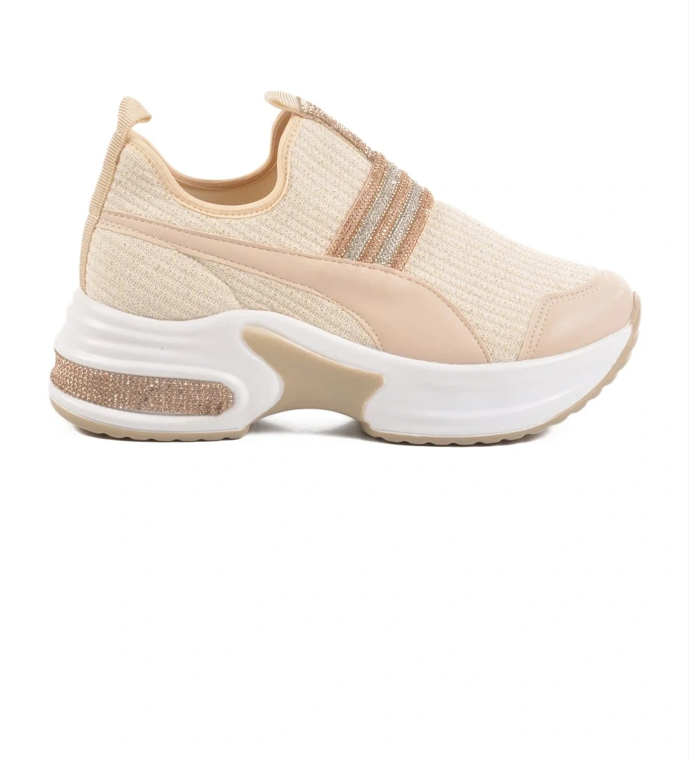 Bej Anorak Taşlı Kadın Sneaker 702307 Z