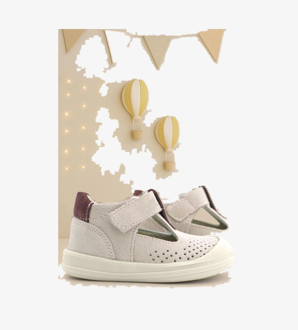 Shaun Hakiki Deri Lila Mor Cırtlı Anatomik Bebek Sandalet - Görsel 1