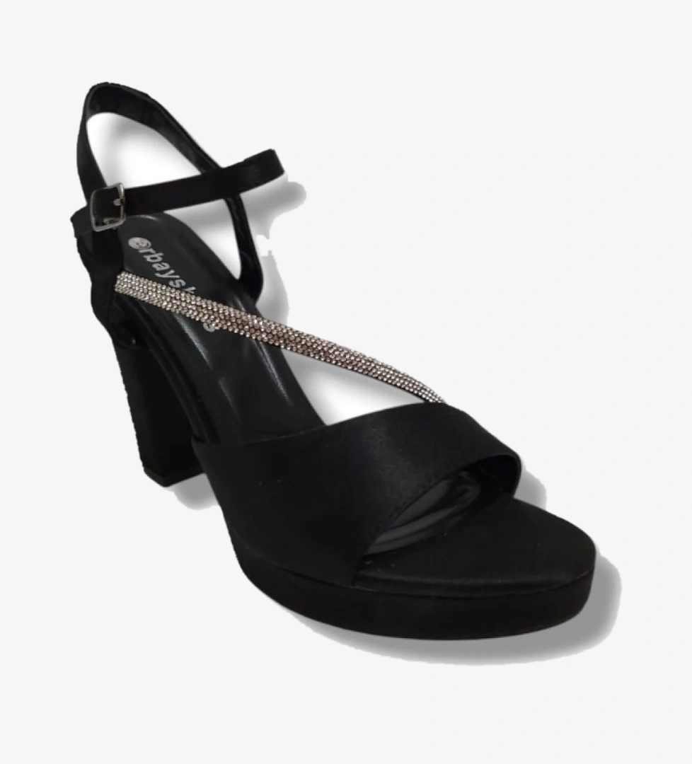 Erbay 341-25 Saten Şerit Taşlı Yüksek Topuk Kadın Sandalet model görseli