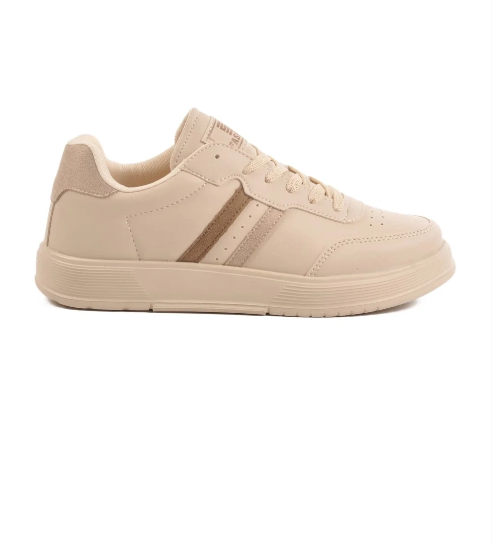Bej Bağcıklı Unisex Cilt Spor Ayakkabı 163 G