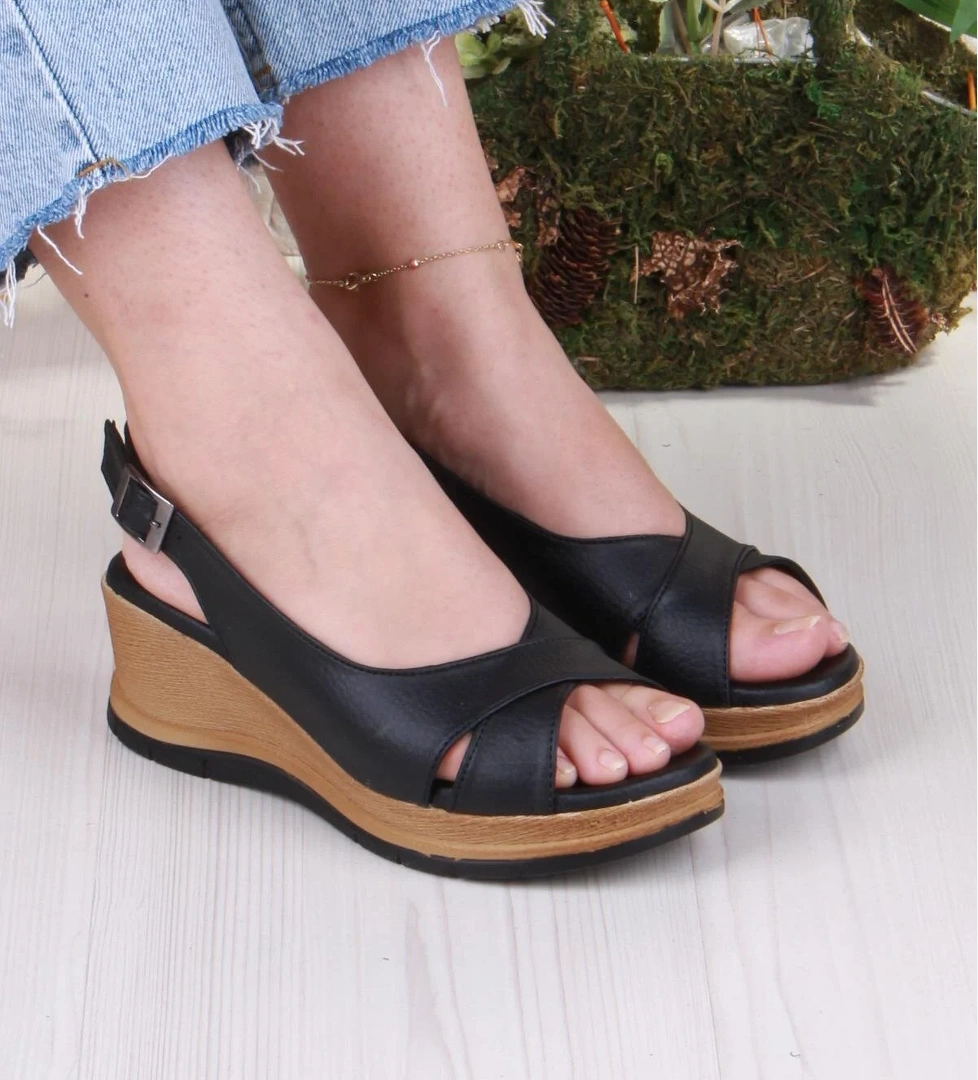 06 Ceyn Anatomik Rahat Hafif Dolgu Topuk Kadın Sandalet - Görsel 1