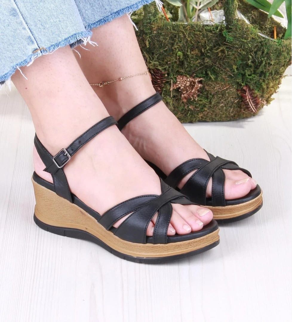 02 Ceyn Anatomik Rahat Hafif Dolgu Topuk Kadın Sandalet - Görsel 1