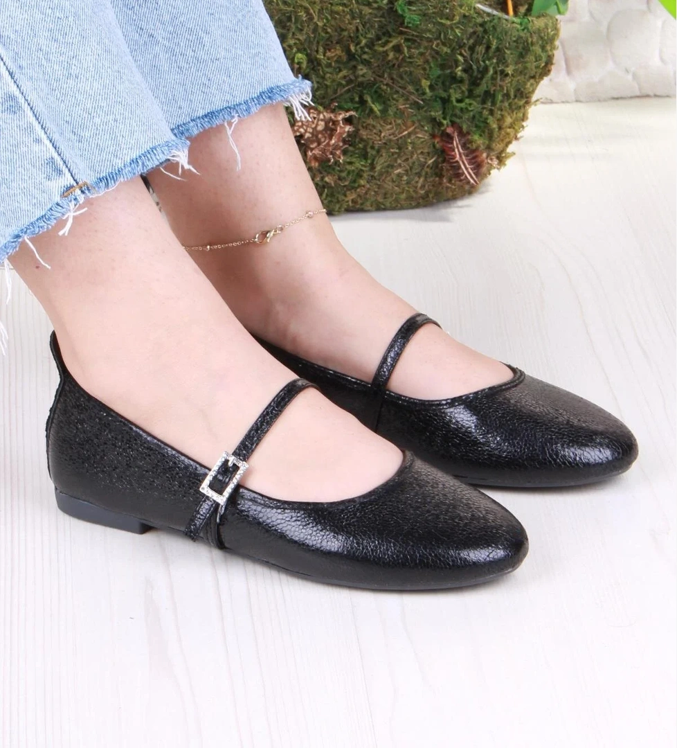 Fort 01-636 Soft Baskılı Toka Detaylı Şık Ev İş Ofis Rahat Günlük Ayakkabı Kadın Babet model görseli