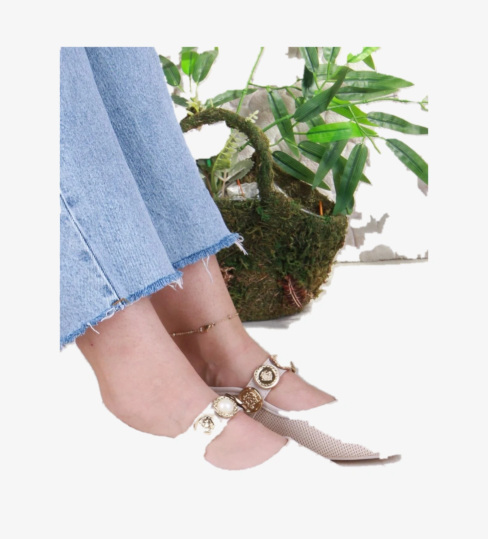 410 Ceyn Triko Toka Detaylı Şık Ev İş Ofis Rahat Günlük Ayakkabı Kadın Babet - Görsel 1