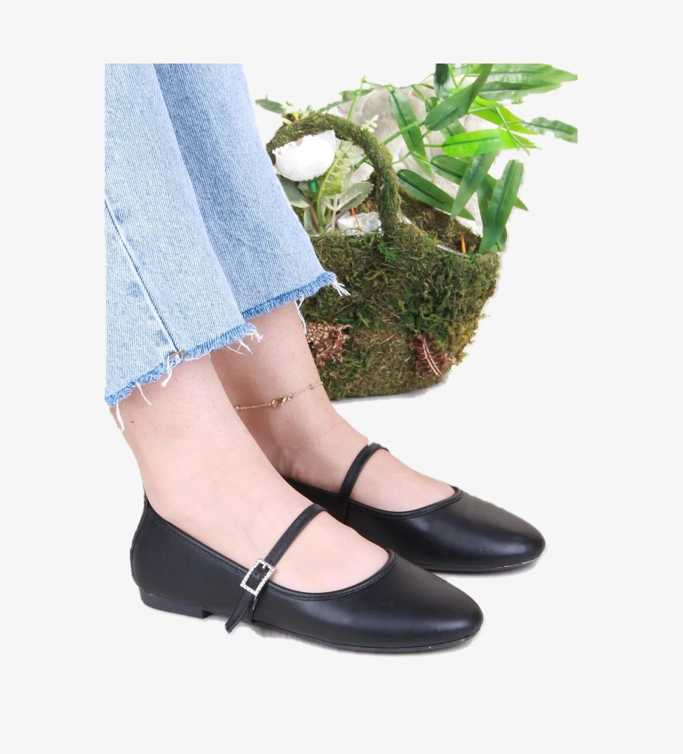 Fort 01-635 Soft Toka Detaylı Şık Ev İş Ofis Rahat Günlük Ayakkabı Kadın Babet model görseli