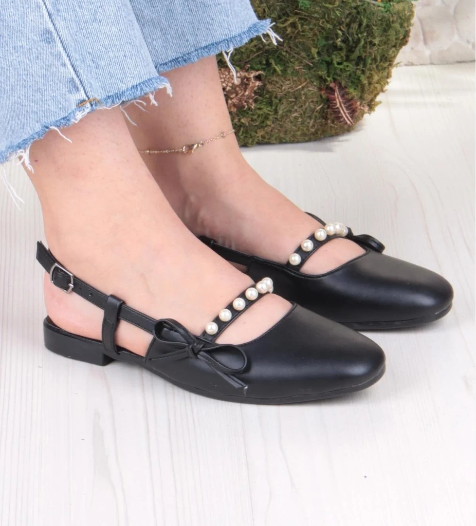 251 Ceyn İnci Toka Detaylı Şık Ev İş Ofis Rahat Günlük Ayakkabı Kadın Babet