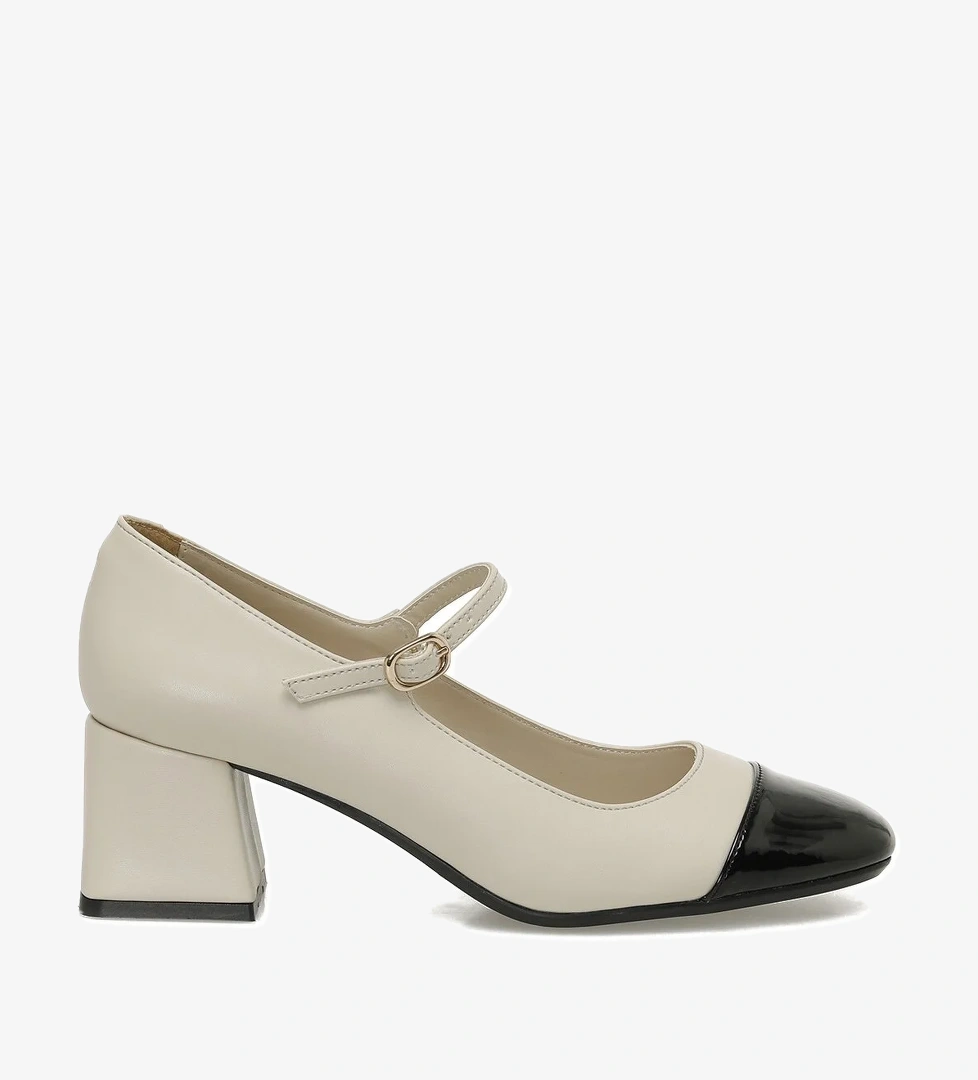 25K-2039 5PR Bej Kadın Topuklu Ayakkabı - Görsel 1