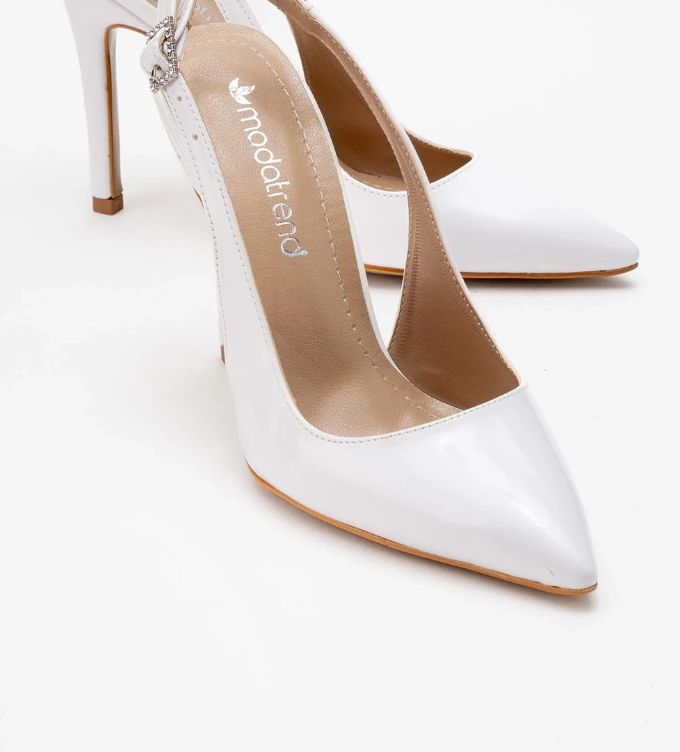 Kadın Stiletto Ayakkab BEYAZ RUGAN