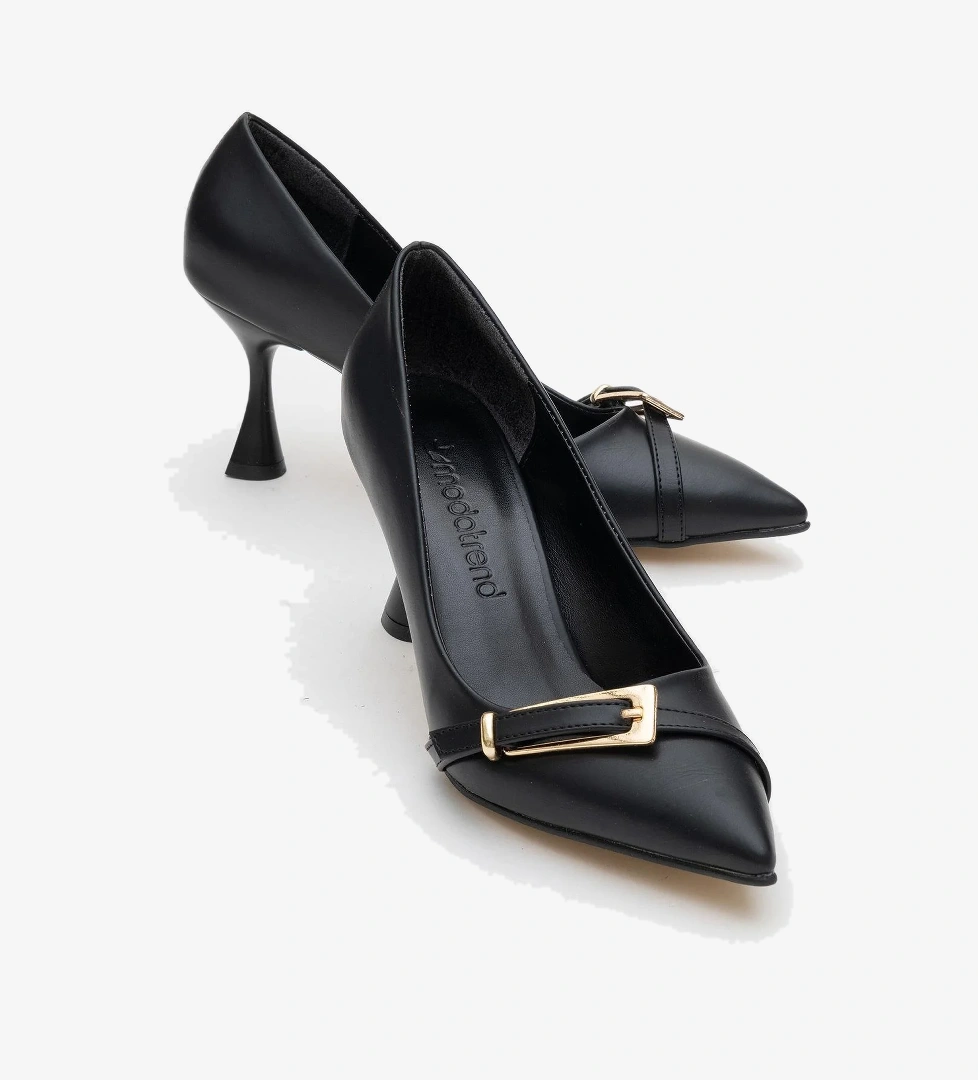 Ccway Bej Ccway Sivri Burunlu Tokalı Kadın Topuklu CİLT