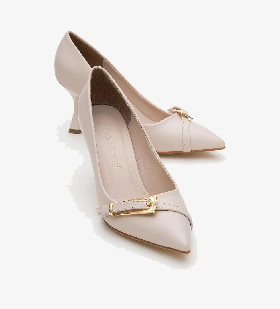 Ccway Kadın Zincirli Topuklu Ayakkabı TEN CİLT model görseli