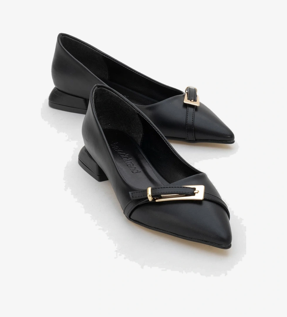 Ccway Kadın Tokalı Topuklu Ayakkabı SİYAH CİLT model görseli