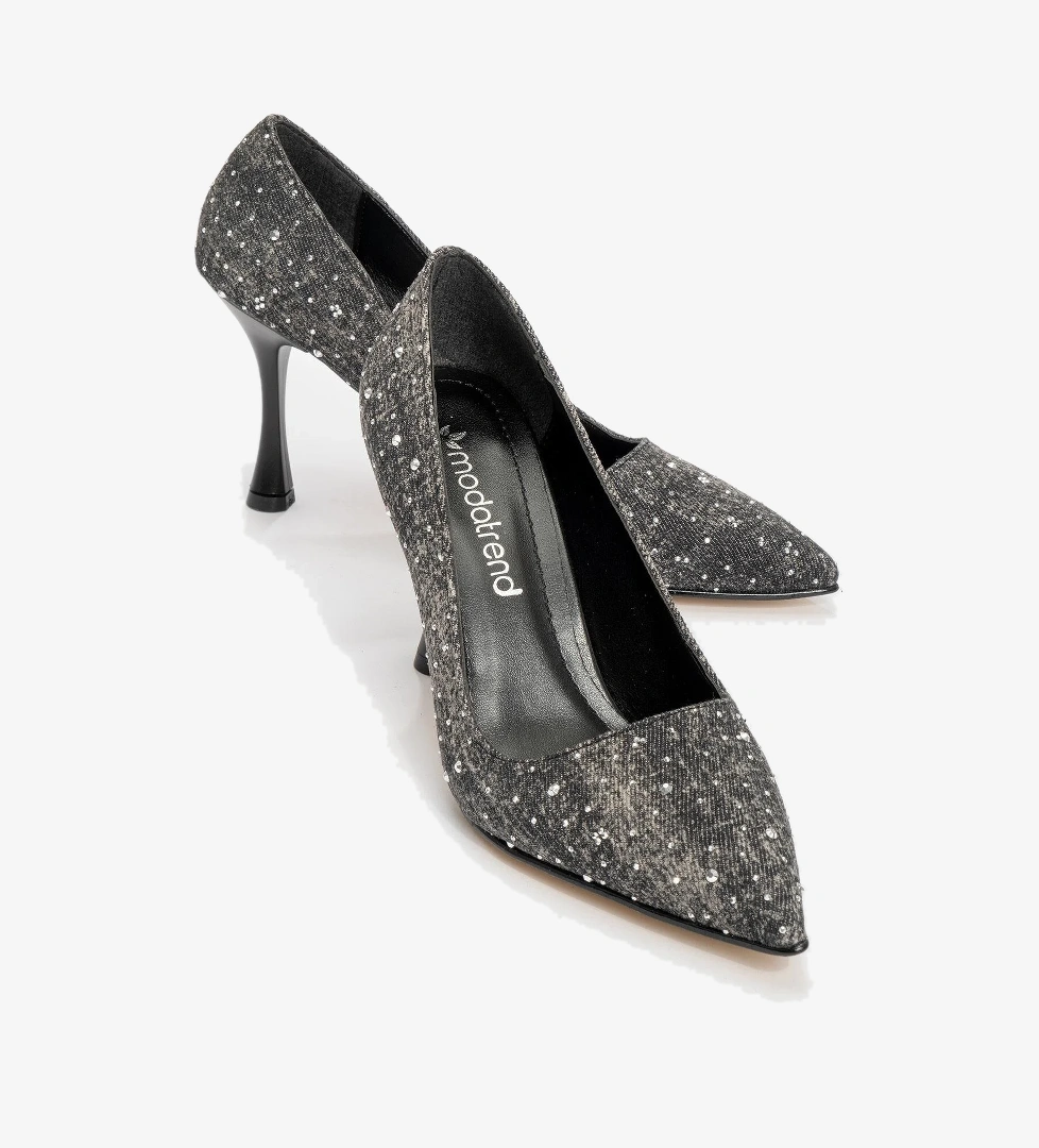 Kadın Topuklu Ayakkabı SİYAH KOT