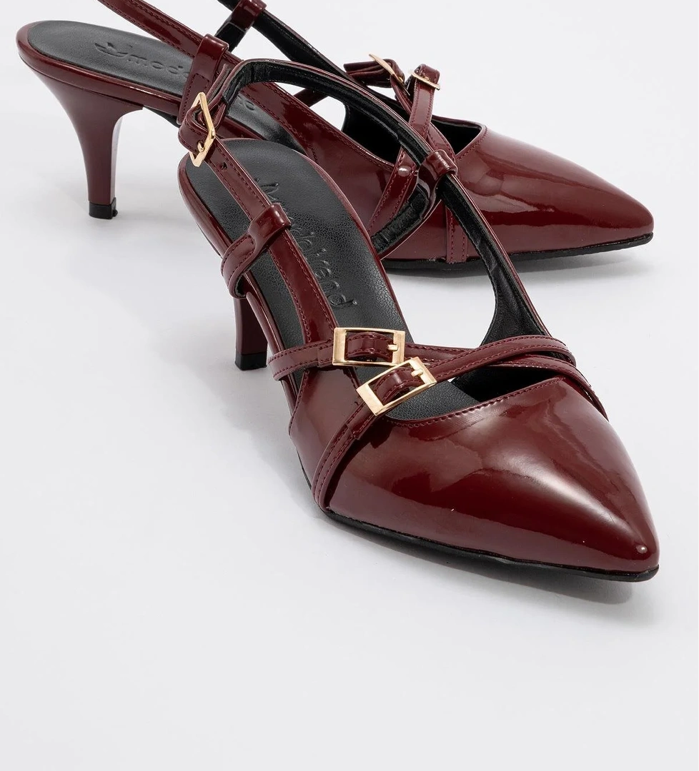 Kadın 3 Tokalı Topuklu Ayakkabı BORDO RUGAN - Görsel 1