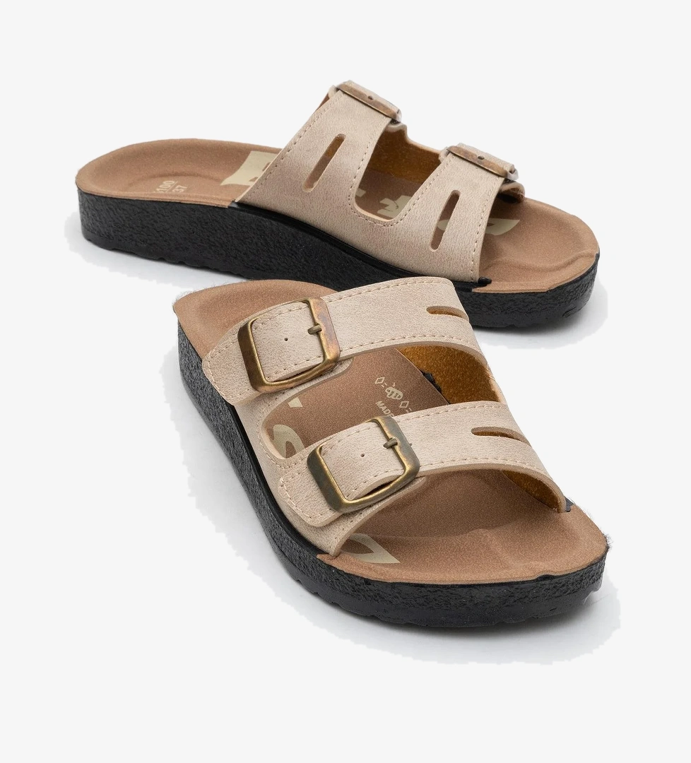 Tokalı Kadın Düz Terlik BEJ