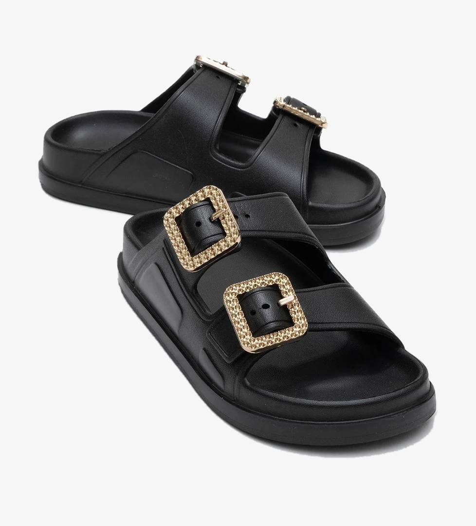 Kadın Bantlı Tokalı Terlik SİYAH