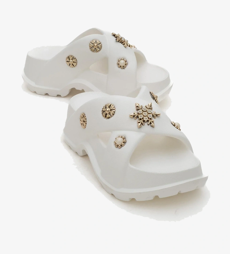 Kadın Çapraz Aksesuarlı Terlik EKRU - Görsel 1