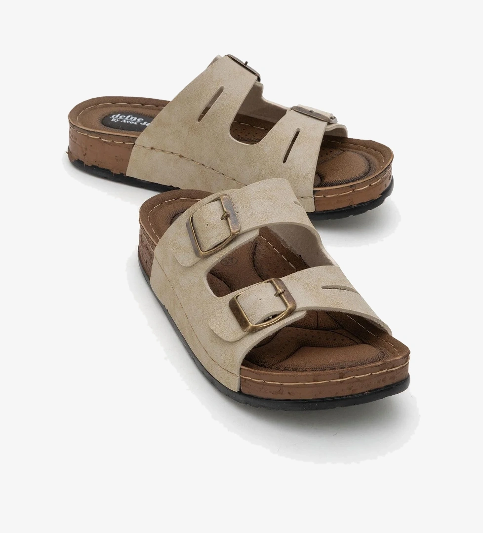 Kadın Tokalı Terlik BEJ - Görsel 1