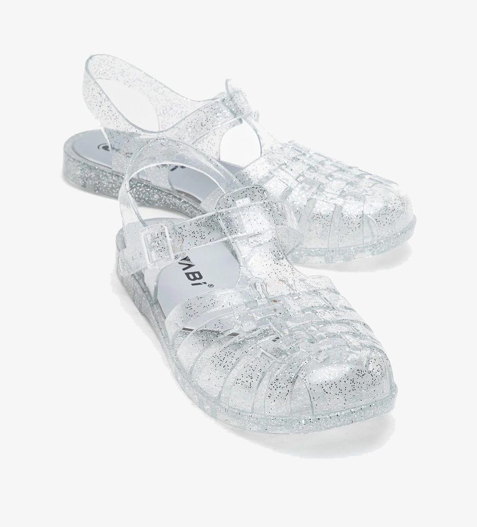 Önü Kapalı Plaj Sandalet GÜMÜŞ SİMLİ