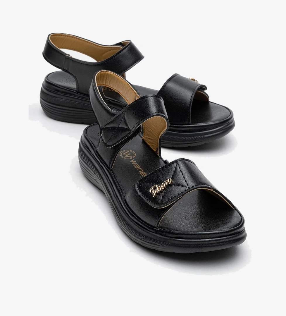 Kadın Çift Cırtlı Sandalet SİYAH