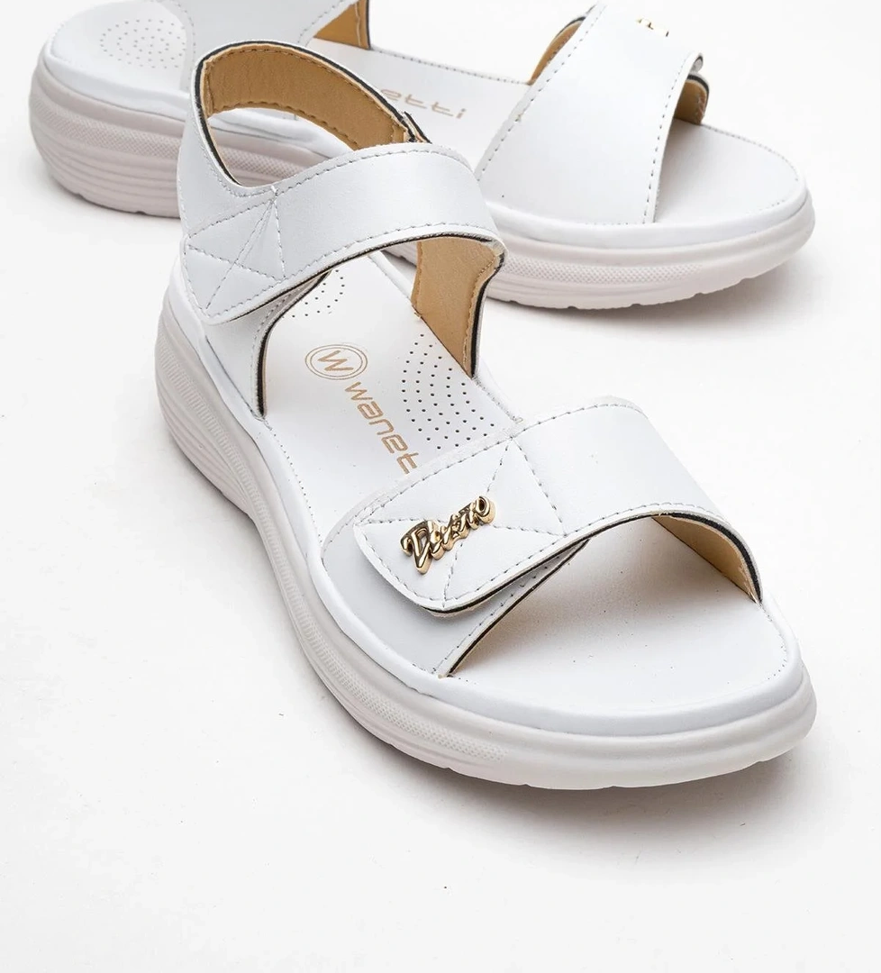 Kadın Çift Cırtlı Sandalet BEYAZ