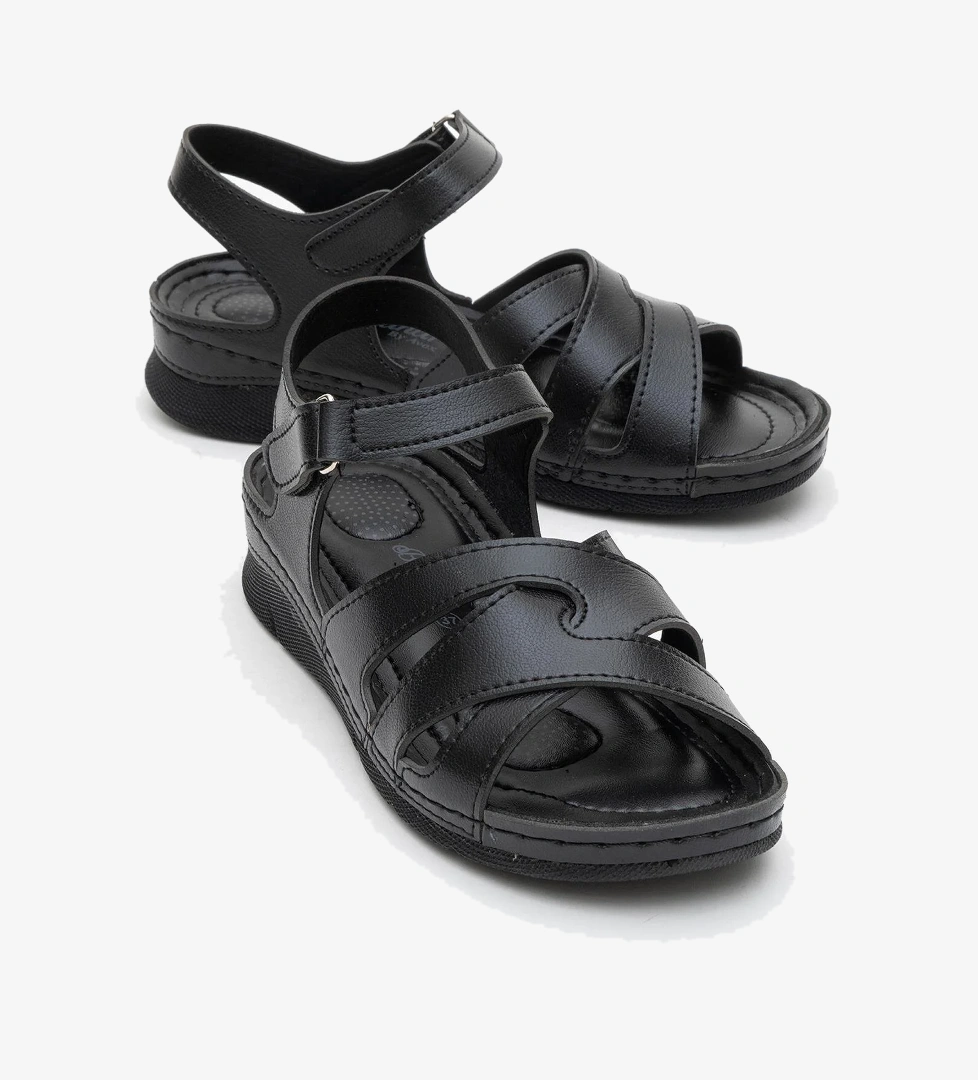 Kadın Cırtlı Sandalet SİYAH