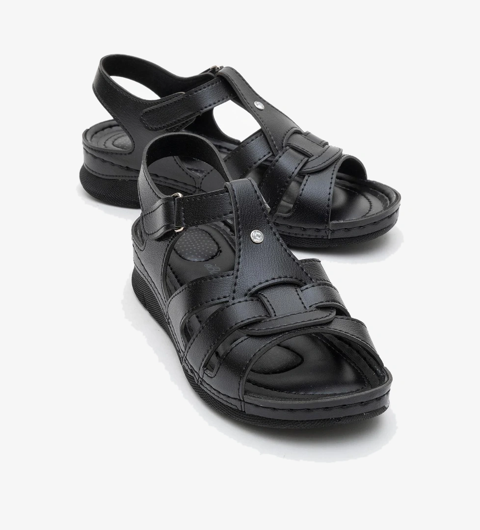 Kadın Cırtlı Sandalet SİYAH