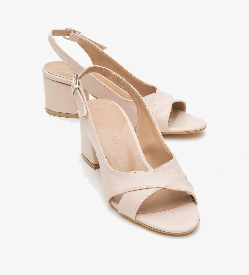 Çapraz Burnu Ve Arkası Açık Kadın Topuklu Sandalet TEN CİLT