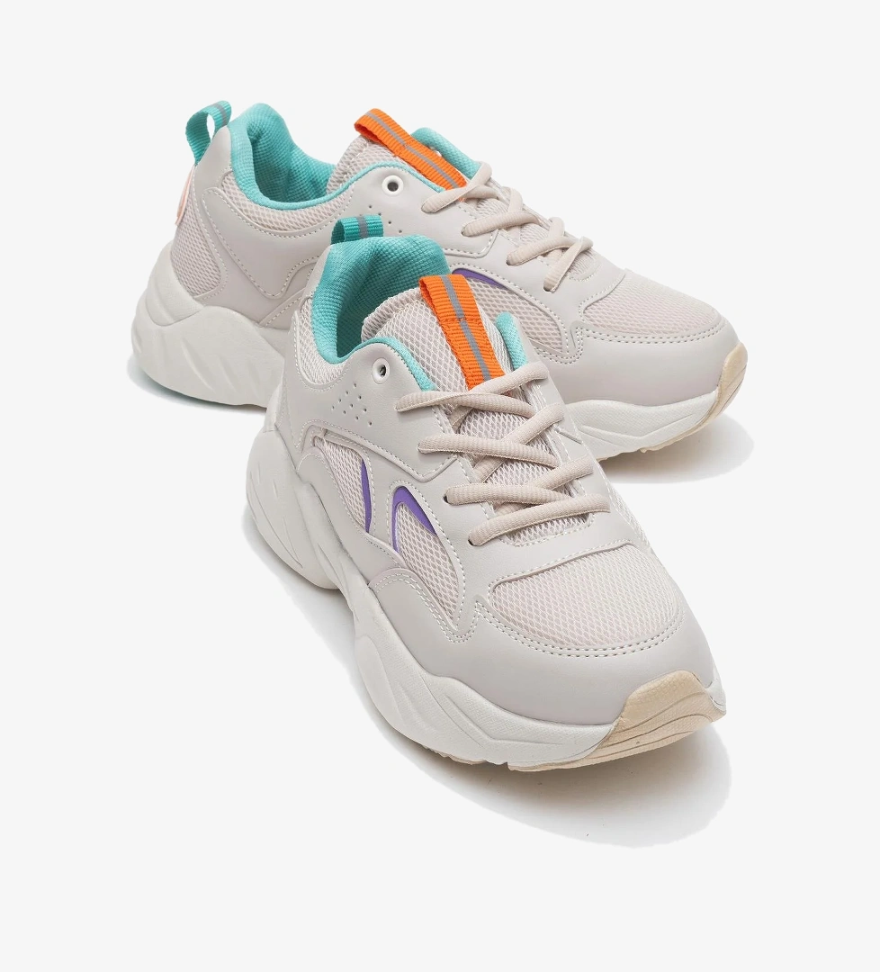 Bağcılklı Kadın Spor Ayakkabı BEJ TURKUAZ