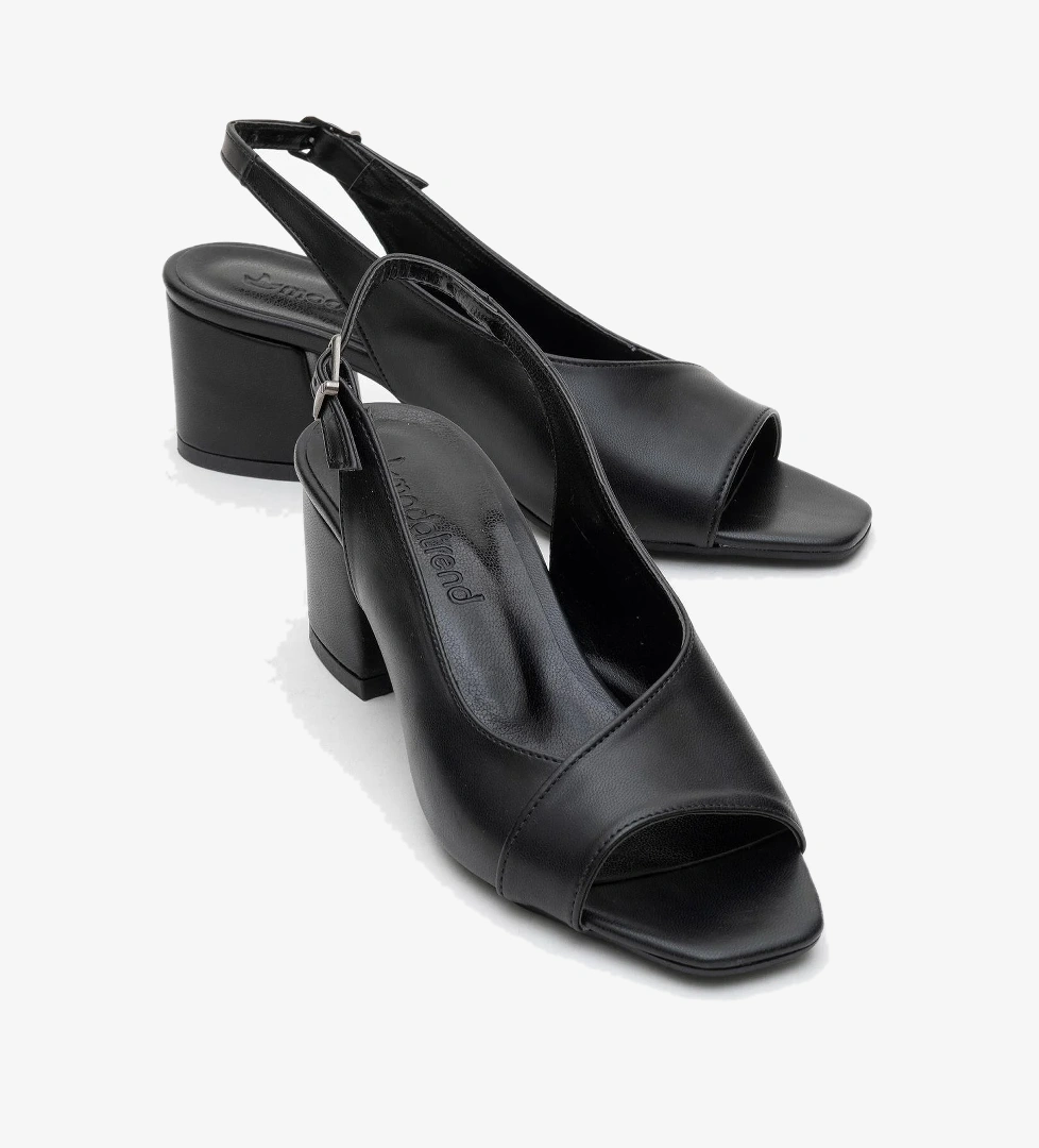 Ccway Yan Çapraz Burnu Ve Arkası Kadın Topuklu Sandalet SİYAH CİLT model görseli