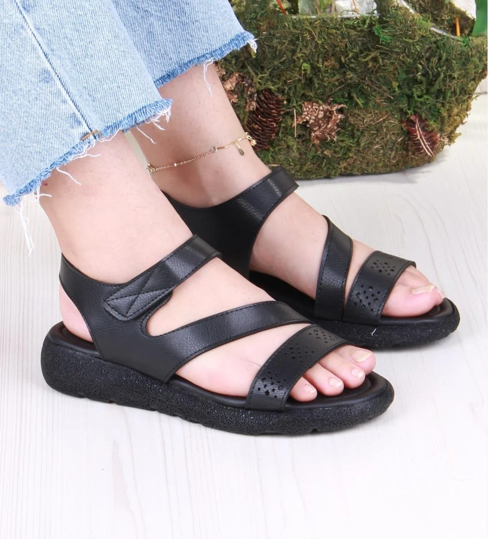 35851 Mavişim Rahat Esnek Çırt Bağlamalı Kadın Sandalet