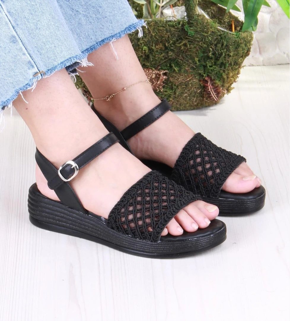 05-2001 Soft Rahat Toka Detaylı Dantel Örgülü Kadın Sandalet