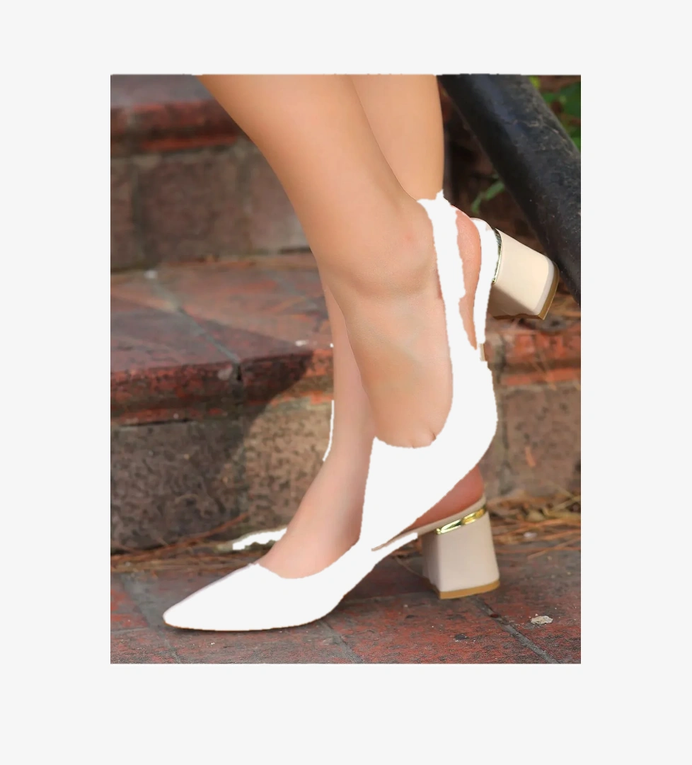 Toka Detaylı Topuklu Arkası Açık Klasik Kadın Topuklu Ayakkabı