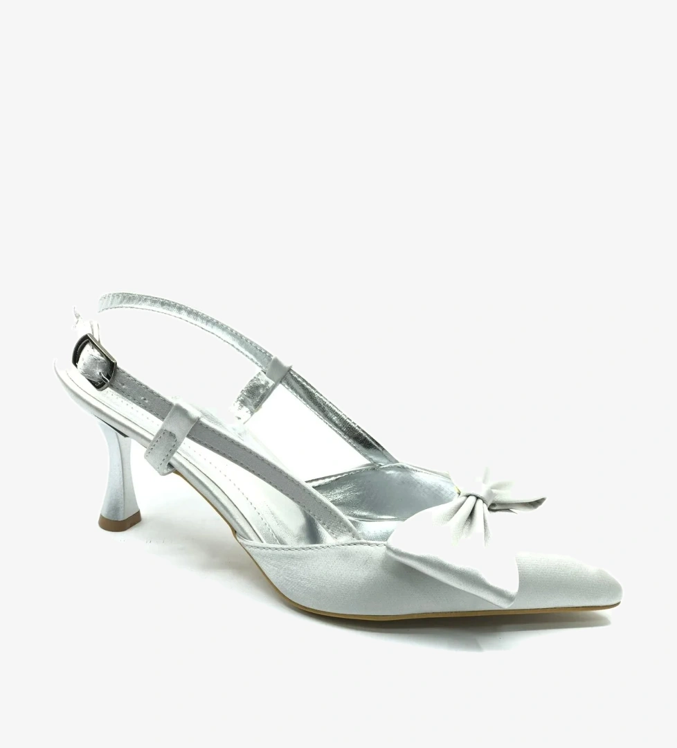 Kurdela Detaylı Arkası Açık Stiletto Kadın Topuklu Ayakkabı