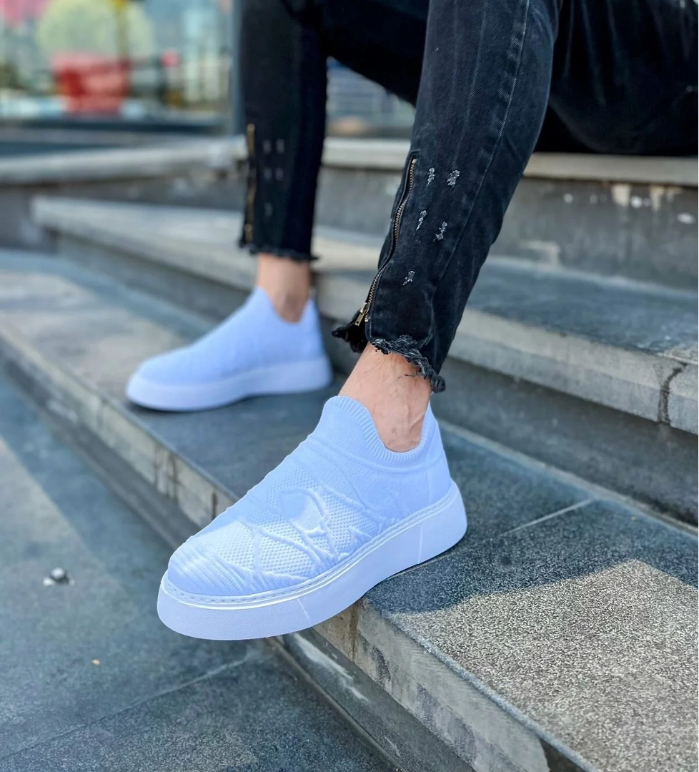 Triko Kumaş Erkek Spor Ayakkabı Beyaz