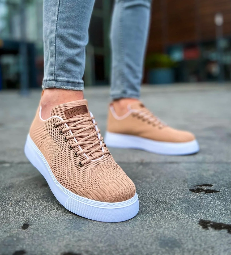 Bağcıklı Triko Kumaş Erkek Spor Ayakkabı Taba