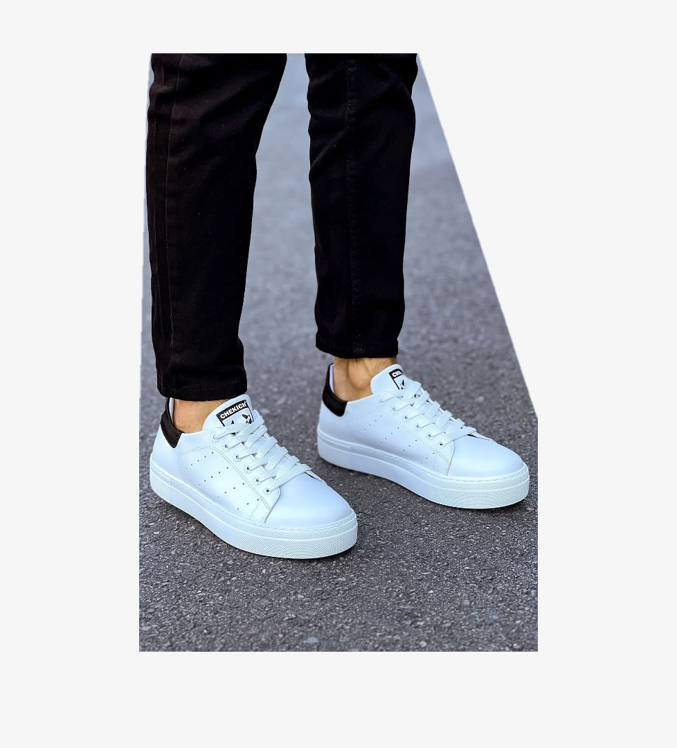 Bağcıklı Erkek Spor Ayakkabı Beyaz Siyah - Görsel 1