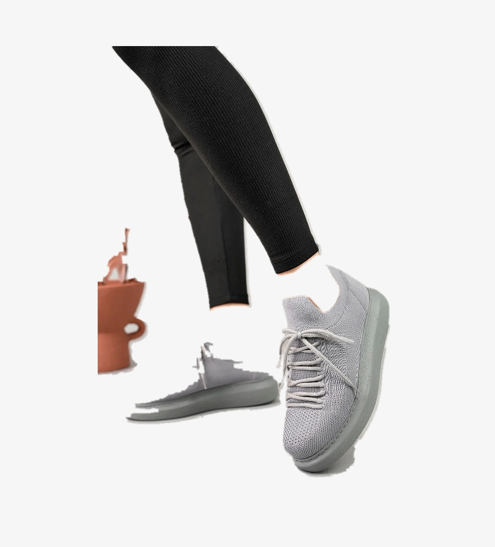 Bağcık Detaylı Triko Kumaş Erkek Spor Ayakkabı Antrasit