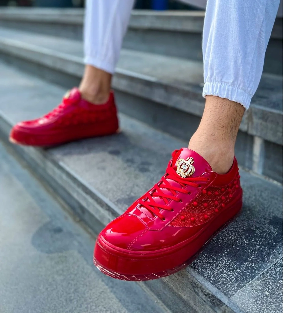 Pabucmarketi Bağcıklı Erkek Spor Ayakkabı Kırmızı model görseli