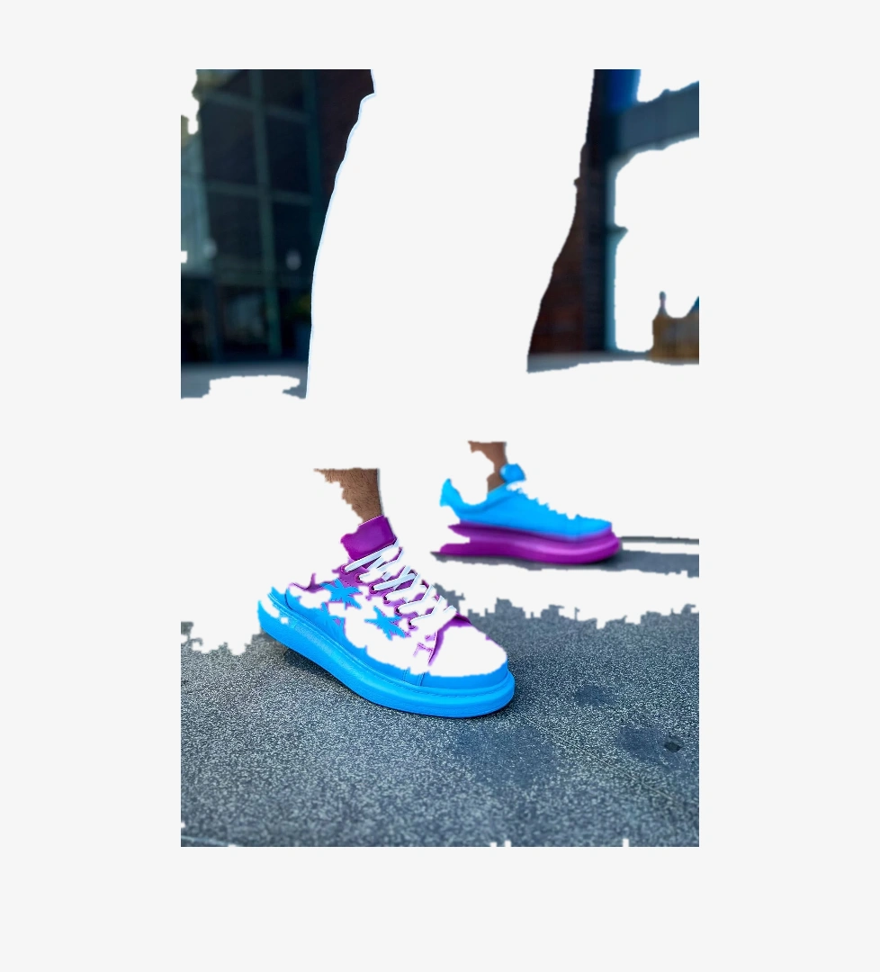 Bağcıklı Baskılı Erkek Spor Ayakkabı Beyaz Multi