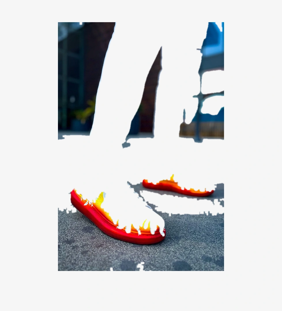 Bağcıklı Baskılı Erkek Spor Ayakkabı Kırmızı Alev