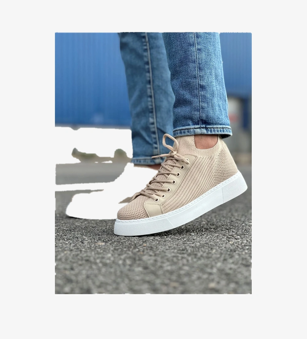 Pabucmarketi Bağcık Detaylı Triko Kumaş Erkek Spor Ayakkabı model görseli